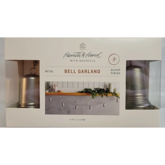 Hearth & Hand Holiday Hearth Hand 5ft Metal Bell Garland Silver